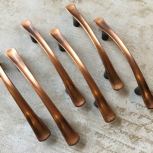 MCM Drawer Handles, 1962 Satin Copper Plated Cabinet Pulls, Set of 6 ...