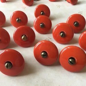 Retro Orange Cupboard Knobs set of 12 Vintage Front Mount Cupboard Pulls Vintage Ceramic Orange Drawer Pulls Cabinet Pulls