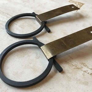 Pair of MCM Cabinet Pulls, large 8” Unique MCM Ring Shaped Cabinet Handle Hardware Pulls