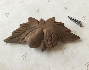 Antique Carved Wood Apothecary Cabinet Handle Antique hand carved 1800’s Wood Cup/Bin Drawer Pull Victorian Wood Drawer Handle