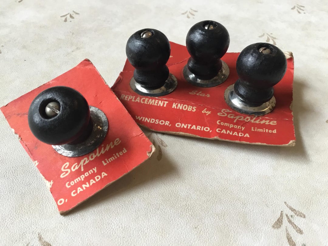 Vintage Wood Knobs New Old Stock 1950’s Set of 4 Black Wood Front Mount ...