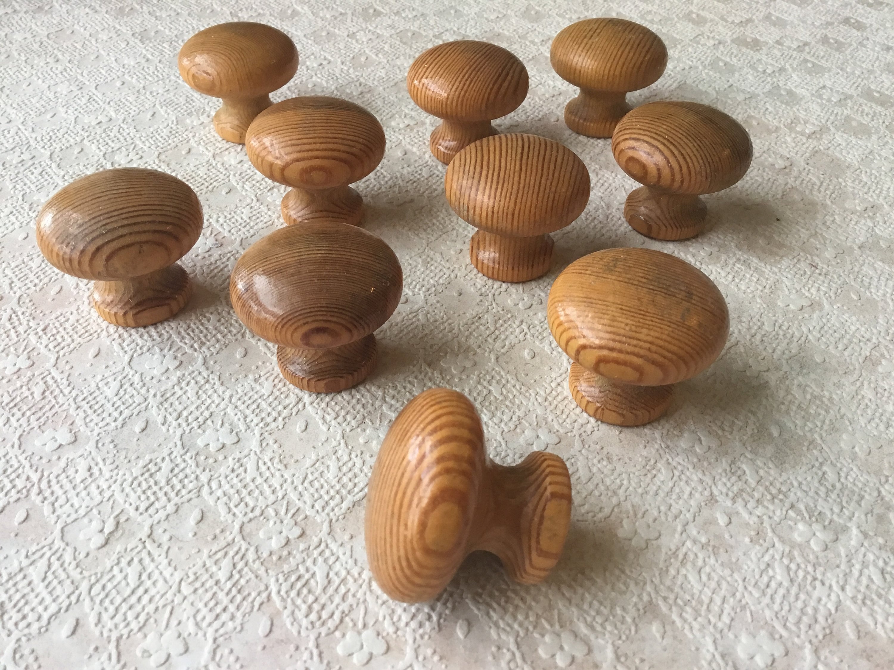 Wood Drawer Knobs Set of 10 Salvaged Mushroom Shaped Vintage Etsy
