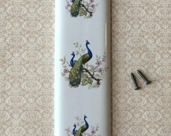 Push Plate Vintage Ceramic Door Finger Push Plate Vintage Ceramic Peacock Door Finger Push Plate Vintage Door Hardware