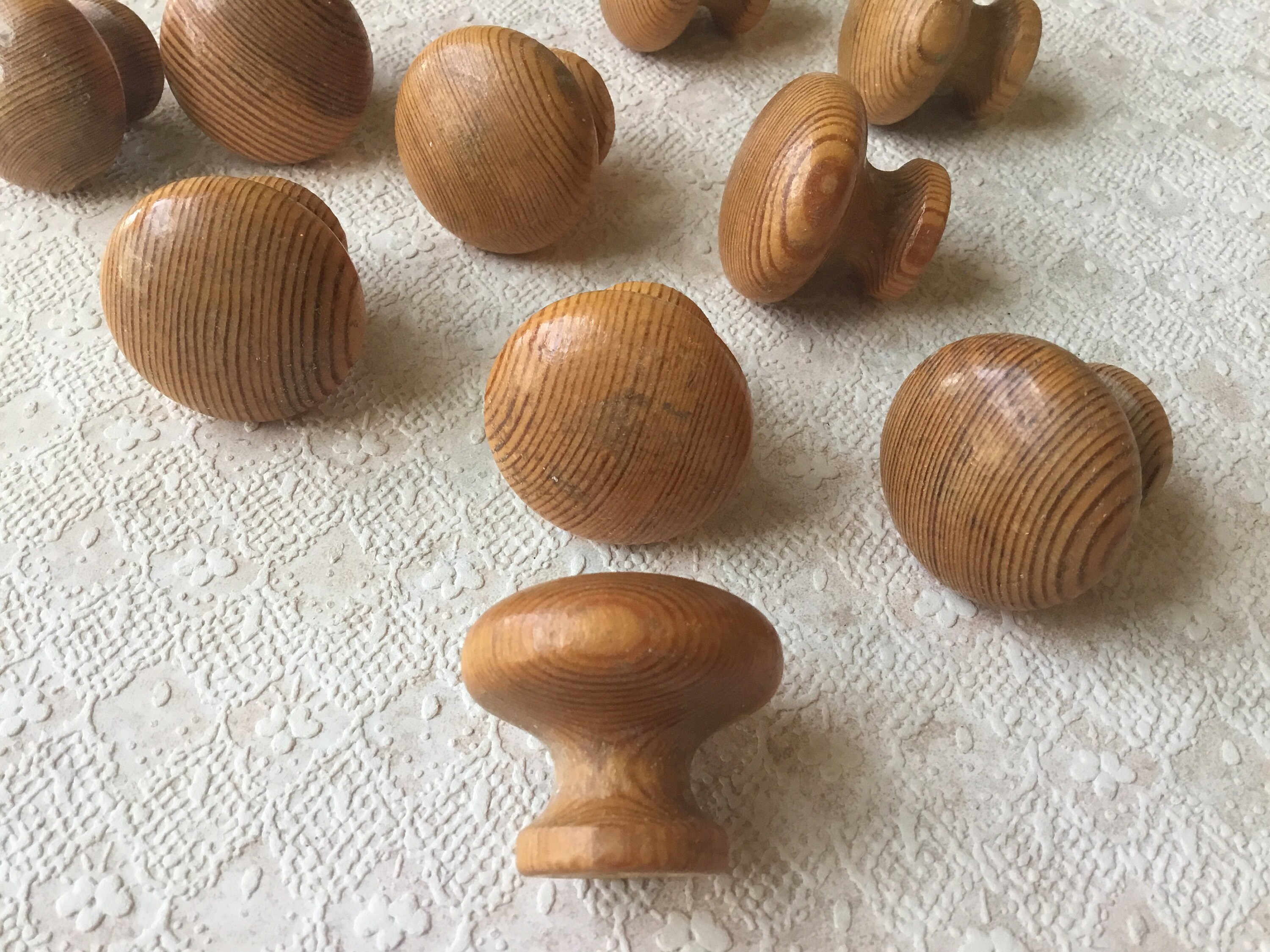 Wood Drawer Knobs Set of 10 Salvaged Mushroom Shaped Vintage Etsy