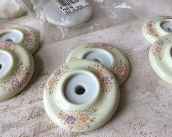 Vintage Ceramic Backplates, pair of Vintage Floral Ceramic Backplates 2” New Old Stock Japan (many pair available)