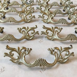 Vintage French Provincial 9 Drawer Dresser Handles set of 9 French Provincial 6 1/4” Cabinet Pulls with 2 1/2” Centre Mounts