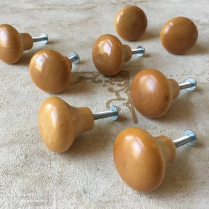 Vintage wood knobs Salvaged Wood Drawer Knobs Set of 8 Salvaged Mushroom Shaped Vintage Wood Dresser Pulls Cupboard Knobs