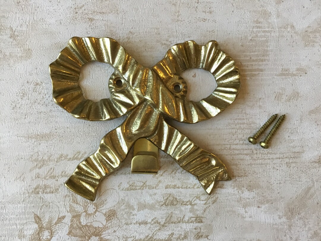 Brass Bow Hook, Large Vintage Brass Bow Hook, Vintage Jewelry Hook