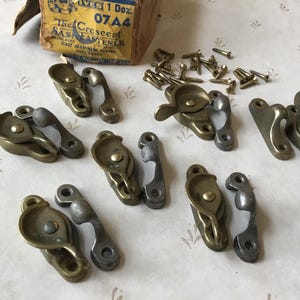 Vintage Crescent Sash Fasteners Set of 7 Vintage cast aluminum plated NOS IVES USA 07 A4 Vintage Window Hardware
