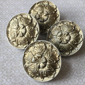 Vintage Floral Curtain Tiebacks 3 1/4” Ornate Scrolled Finials for Drapery Tiebacks Set of 4 Hollywood Regency Styled Curtain Tiebacks
