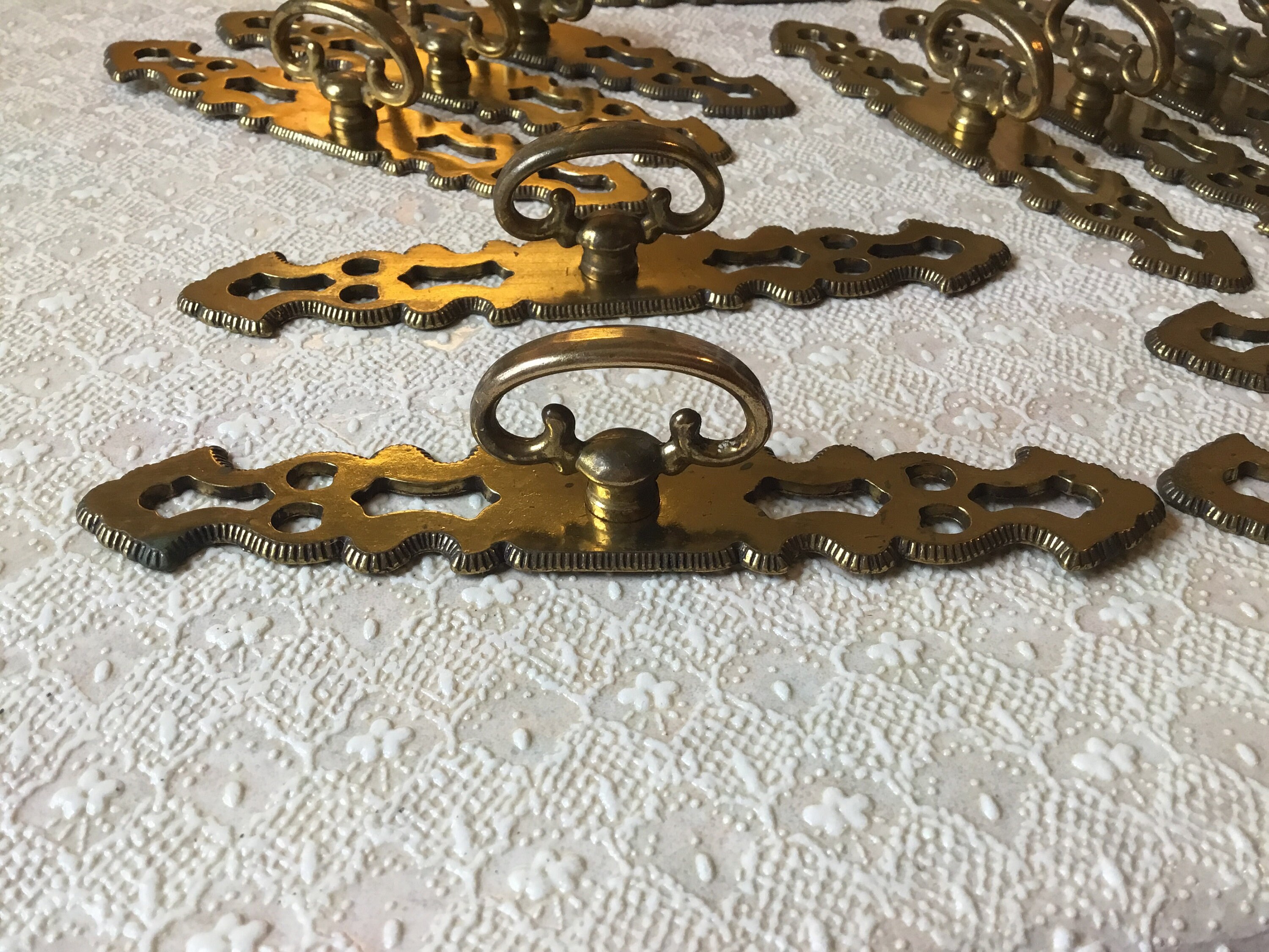 1 pair of Vintage Faux Key Drawer Pulls Vintage Brass Plated Etsy