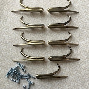 MCM lådhandtag, set med 9 st, mid-century moderna byråhandtag, MCM skåphandtag, 3,8 cm centerlängd