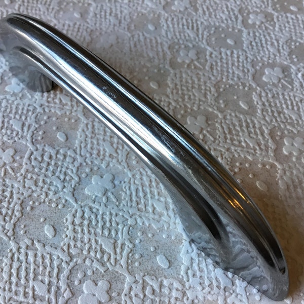 Vintage 1950 MCM NOS Side Stepped Retro Atomic Polished Chromium Plated Cabinet Pull Cupboard Handle