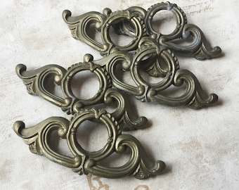 Art Deco Drawer Pulls set of 5 Art Deco 1940’s Cabinet Pulls Vintage Apothecary Pulls with 4” Centre Mounting holes