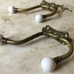Pair of Vintage Brass Double Hooks With White Porcelain Ends Made in Taiwan  Double Brass Robe Hook, Vintage Coat Hooks Brass Hat Hooks -  UK