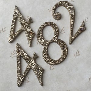 MCM House Number Mid Century Door Number Authentic Orignal NOS Mid Century Apartment Door Numbers Hammered House Numbers (price per unit)