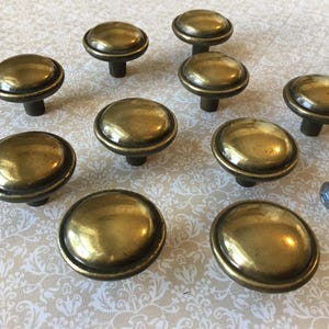 Bullseye Drawer Knobs set of 10 Brass MCM Bullseye Cabinet Knobs 1970’s Brass Bullseye Cupboard Knobs