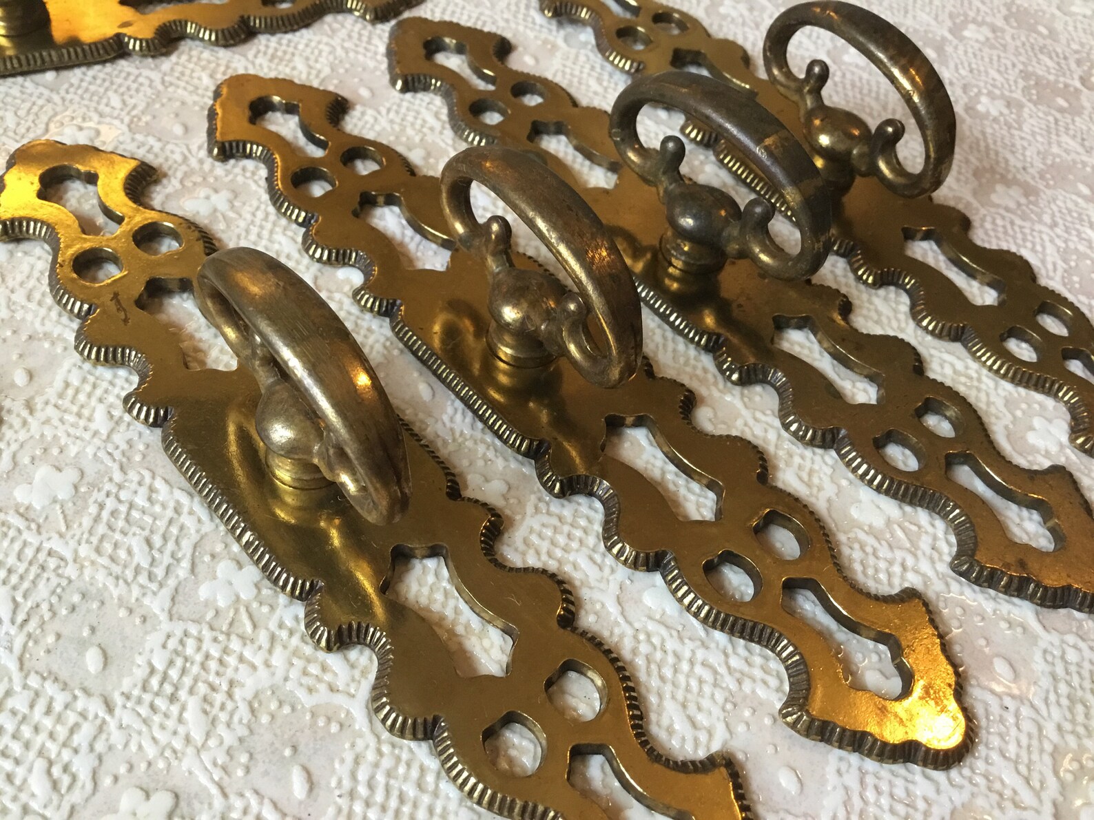 1 pair of Vintage Faux Key Drawer Pulls Vintage Brass Plated Etsy