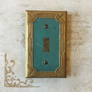 Art Deco Light Switch Cover American Emblem Co., Inc Utica, N.Y. 1920’s Turquoise Art Deco Single Light Switch plate Cover