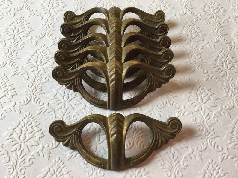 6 Antique Art Deco Mcm Waterfall Drawer Pulls Circa 1920 S Etsy