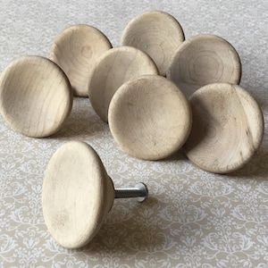 Vintage Concave Wood Cupboard Pulls set of 10 Large Vintage 2 1/4” wood Single Mount Cabinet Pulls, Vintage Wood Dresser Drawer Handles