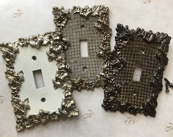 Vintage Floral Light Switch Plates set of 3 Vintage Single Light Switch Plate Covers Plates Vintage Shabby Chic Floral Light Switch Plates