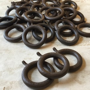 Vintage Cafe Curtain rings set of 34 Large 3” Vintage Drapery Rings Vintage Cafe Curtain Hardware Vintage Curtain rings attached eyelets