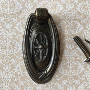 Vintage oval ringhandtag med stjärnexplosionscentrum 1 oval ringhandtag, mässingspläterad oval reservhandtag