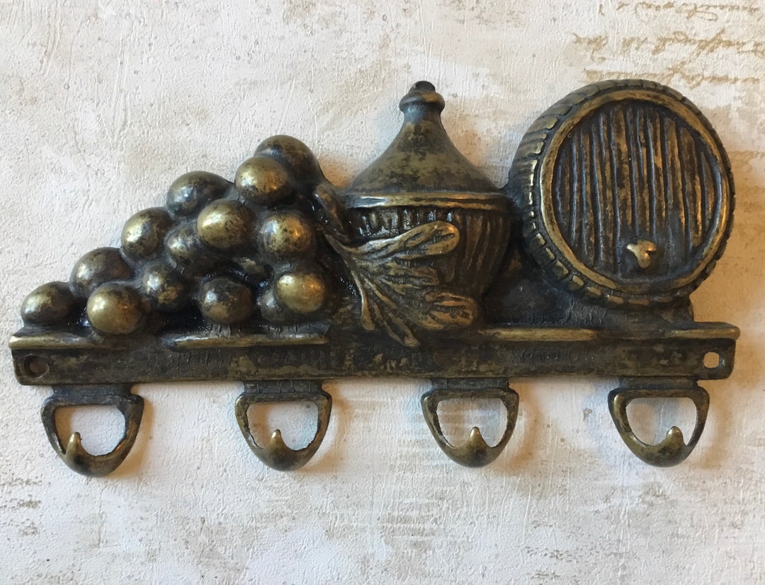 MCM Vintage Kitchen Towel Holder, Vintage Solid Brass Wall Mounted Key