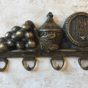 MCM Vintage Kitchen Towel Holder, Vintage Solid Brass Wall Mounted Key Hook, Vintage Wall Mounted MCM Bar Accessory