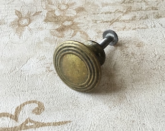 Vintage Brass round hollow bullseye Drawer Knob antique brass round cabinet drawer pull distressed salvaged single mount Brass cupboard pull