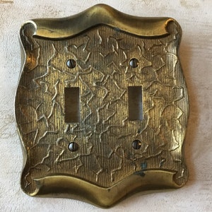 Vintage Brass Double Light Switch Toggle Plate, 1960’s MCM Light Switch Plate Cover Plate Taiwan ATRON
