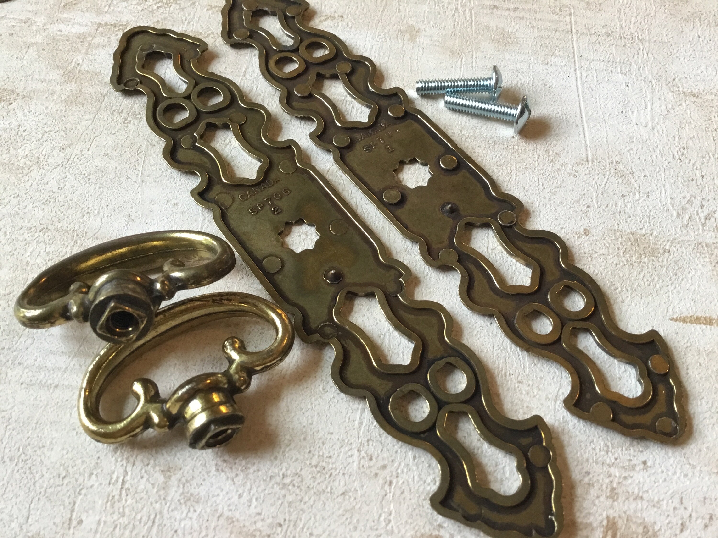 Vintage Faux Key Drawer Pulls Pair of Vintage Brass Plated Single Mount ...