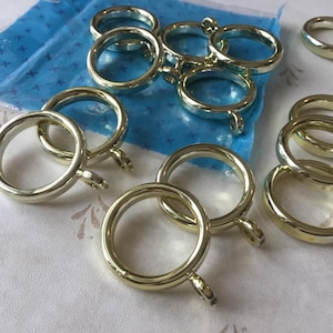 Vintage Cafe Curtain Rings, set of 14 NOS Vintage Drapery Rings, Vintage Curtain Hardware, Vintage Curtain rings with attached eyelets