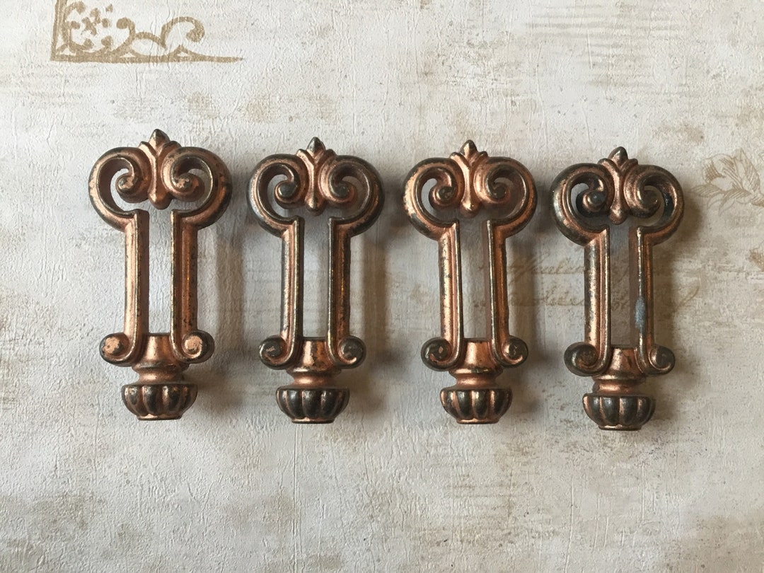 Vintage Satin Copper Plated Drawer Pulls Set of 4 Vintage MCM Etsy