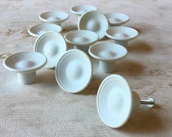 Vintage Concave Cupboard Knobs, Concave Drawer Pulls, set of 12 NOS 1 7/8” Concave 1950’s Retro Dish Saucer Cabinet Pulls