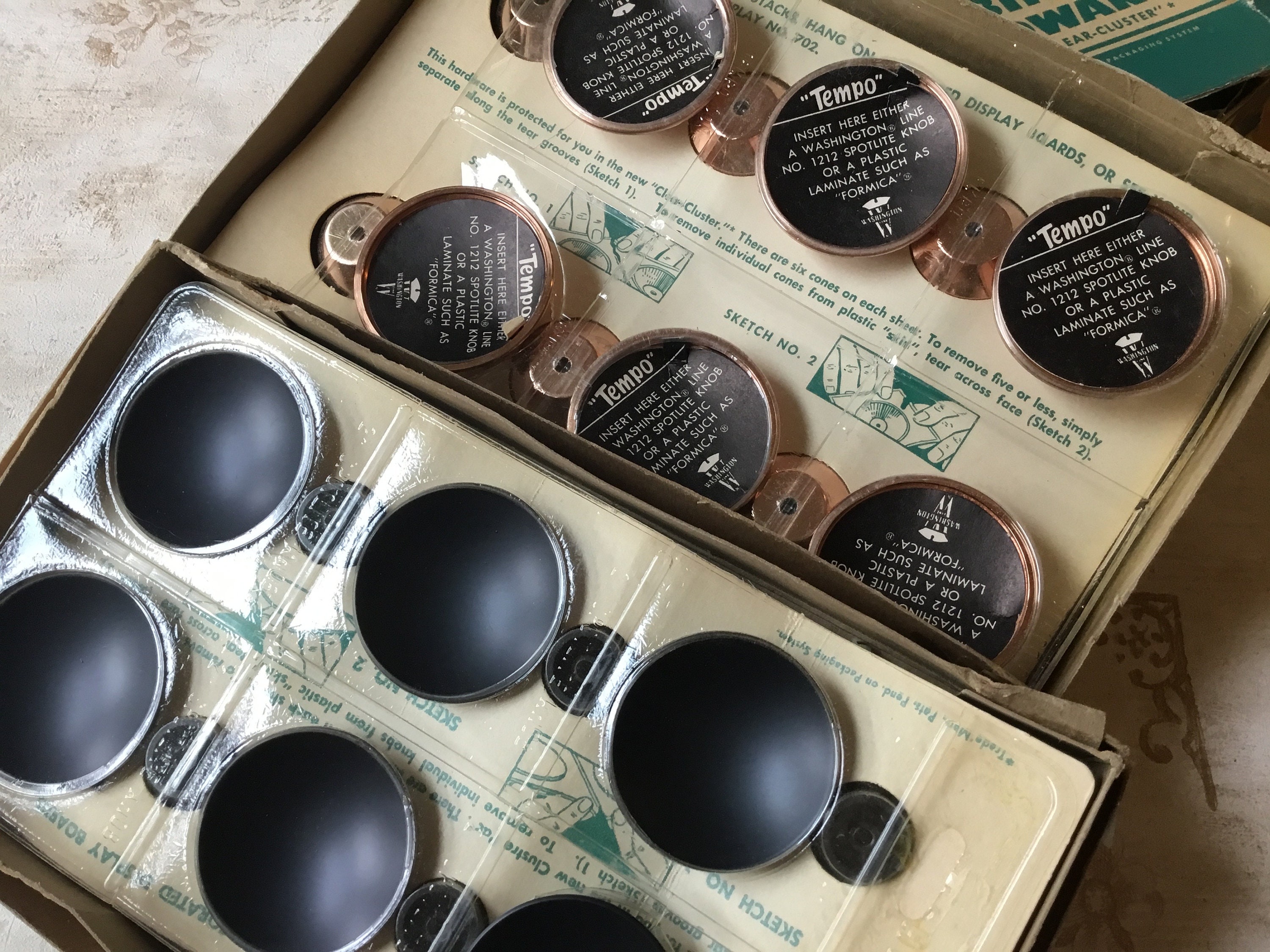 Spotlight Knobs Vintage Set of 12 NOS Dull Black 2