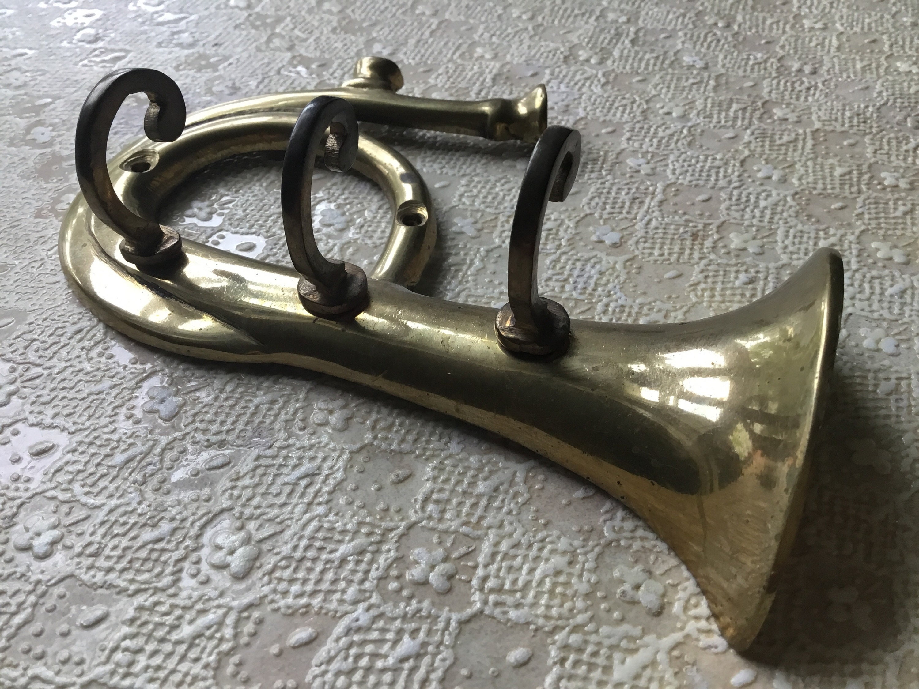 French Horn Vintage Key Holder Vintage Solid Brass Musical Key Etsy