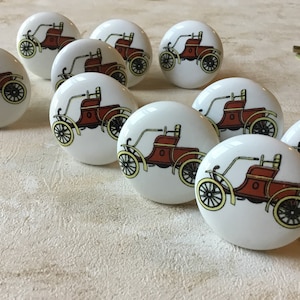 Vintage Car Drawer Pulls, Vintage set of 10 NOS 1960’s Ceramic 1 5/8” Vintage Car Ford Model T Cupboard Knobs Drawer Knobs  JAPAN