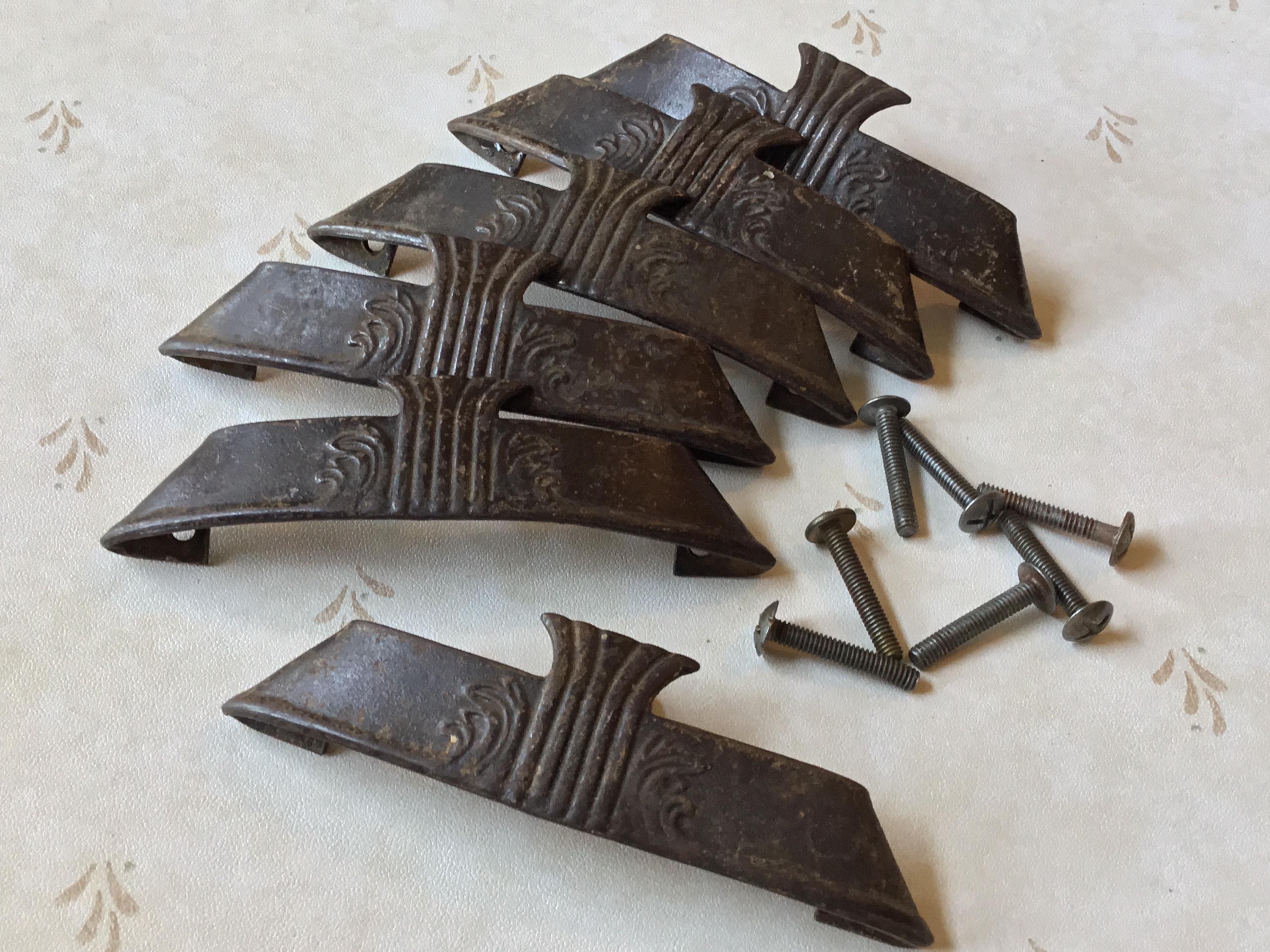 Art Deco Waterfall Pulls Set of 6 Salvaged 1940's Art Deco Cabinet