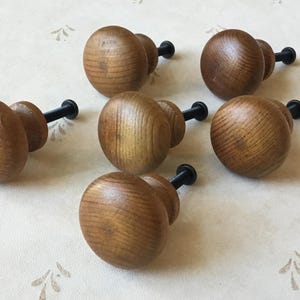 Vintage Wood Drawer Knobs Set of 6 Salvaged Mushroom Shaped Vintage Wood Cabinet Knobs Vintage Wood Cupboard Knobs