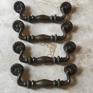 MCM Large Drawer Pulls set of 4 Vintage Cabinet Handles Vintage 1970’s large Fixed Credenza Handles 6” Centre Mounts MCM Drawer Pulls