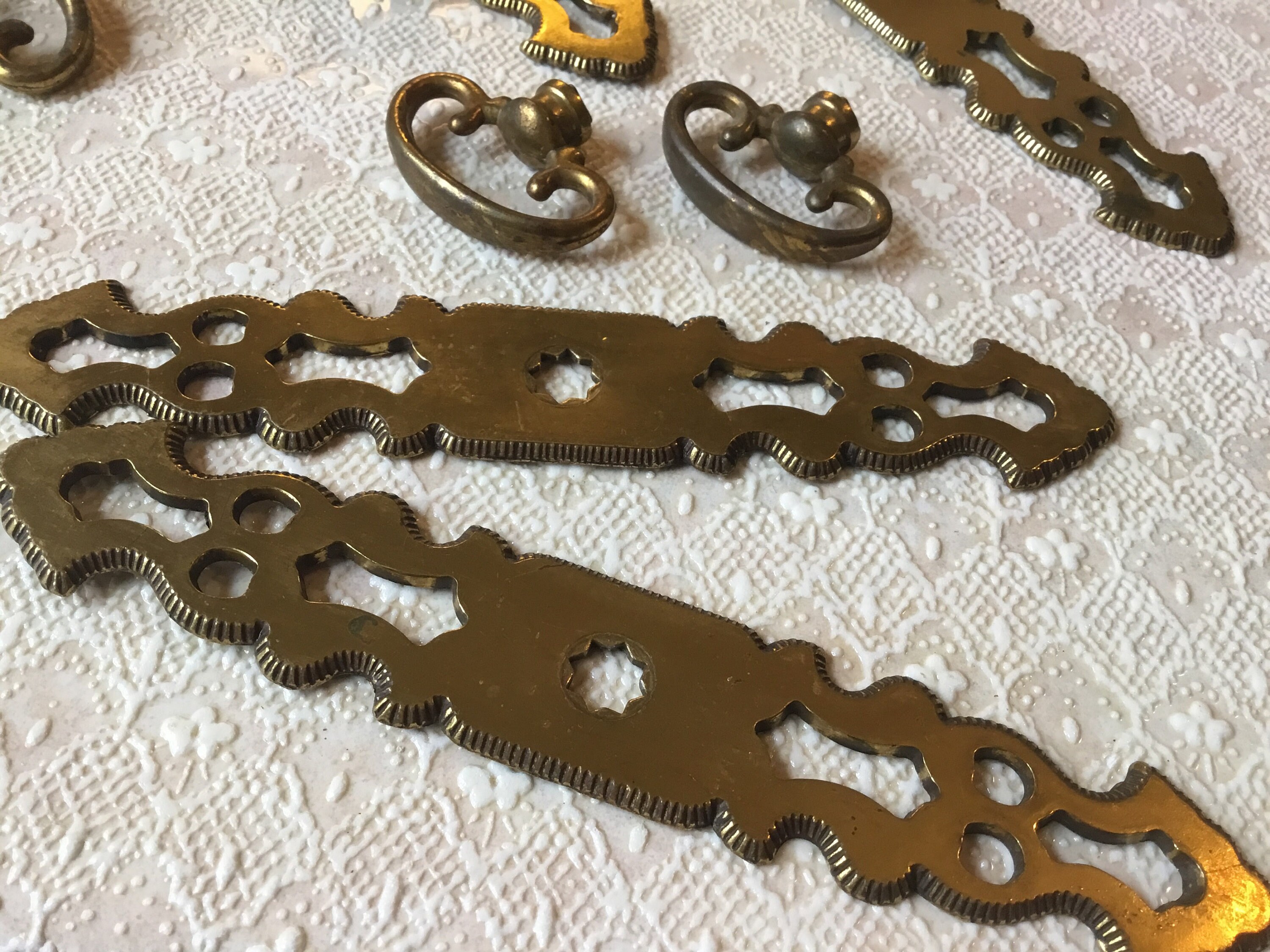 1 pair of Vintage Faux Key Drawer Pulls Vintage Brass Plated Etsy