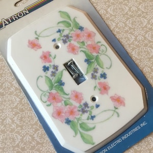 Placa de interruptor de luz vintage, nova, estoque antigo, floral, placa de interruptor de luz única