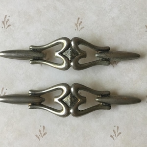 MCM Drawer Handles pair of large 6 1/2” Vintage 1960’s Drawer Pulls Cabinet Handles with 4 1/4” Centre Mounting Holes