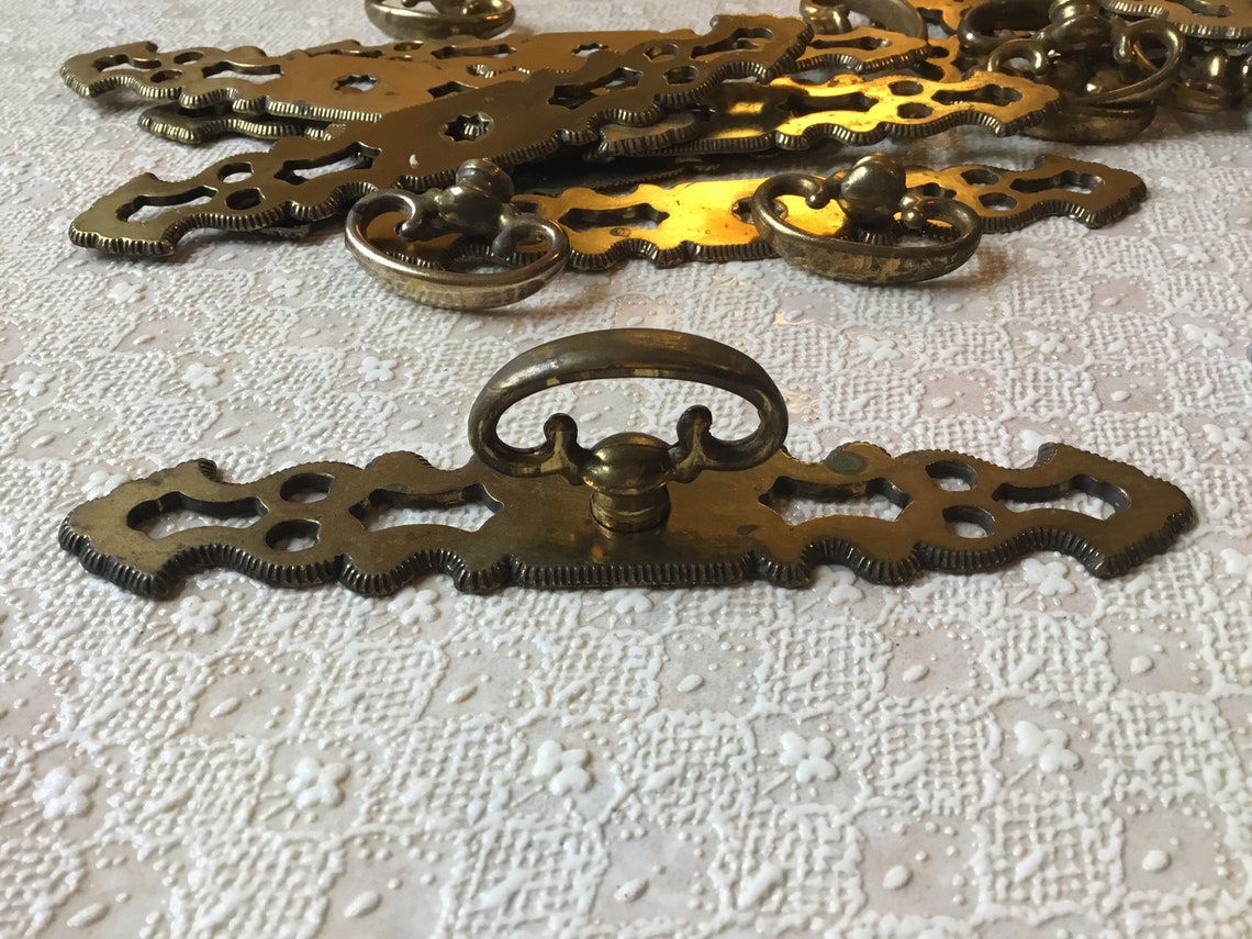 1 pair of Vintage Faux Key Drawer Pulls Vintage Brass Plated Etsy