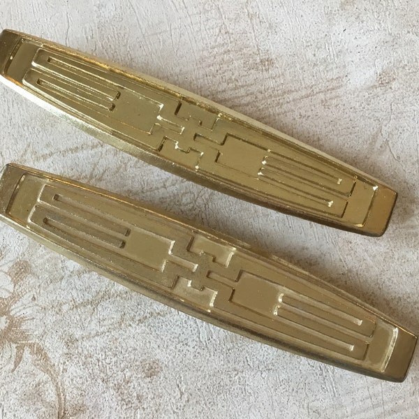 Brutalist Cabinet Pulls pair of Mid Century Modern 1960’s Geometrical Concave Brutalist Styled Drawer Pulls NOS