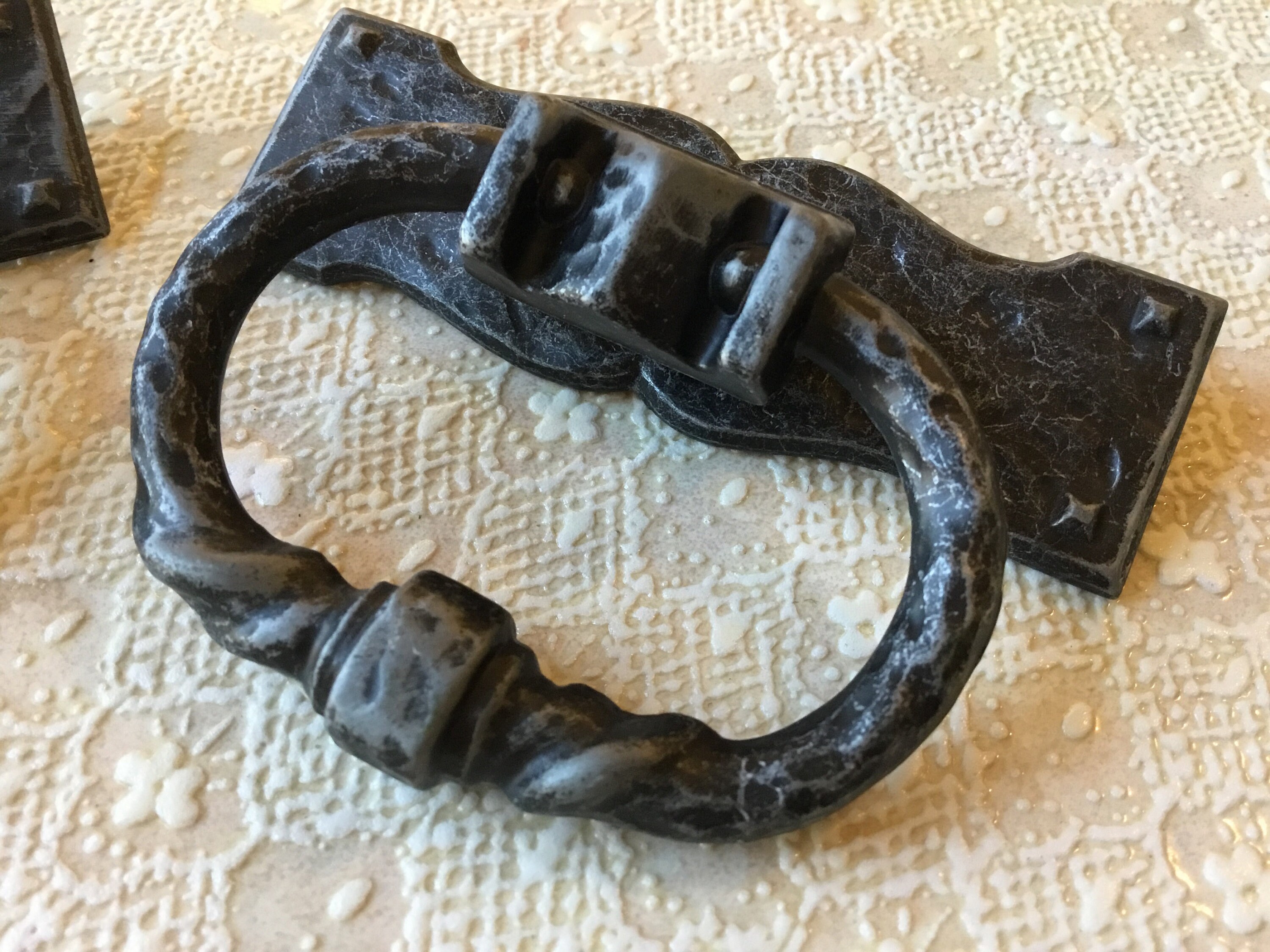 Vintage Hammered Drawer Pulls Pair Grey Fixed Bail NOS Drawer Etsy