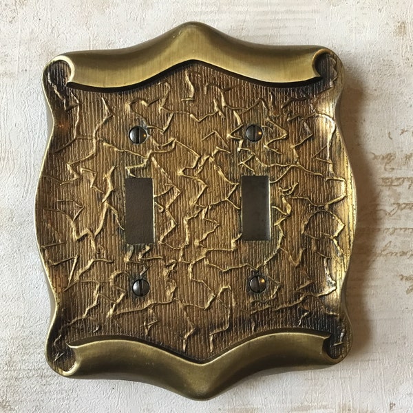 Vintage Brass Double Light Switch Toggle Plate, 1960’s MCM Light Switch Plate Cover Plate Taiwan ATRON