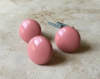 Vintage Pink Cabinet Knobs, set of 3 Vintage 1980’s Pink Plastic Knobs, Kitschy Pink Retro Cabinet Knobs, Vintage Pink Cupboard Knobs